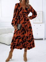 Rochie Midi Manju Maro Cu Imprimeu Negru - imagine 5