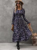 Rochie Lunga Mildred Bleumarin cu Model Alb - imagine 6
