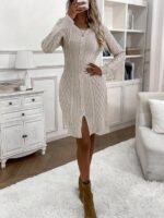 Rochie Midi Tricotata Eljas Bej - imagine 4