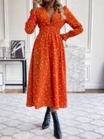 Rochie Lunga Elvan Corai Cu Imprimeu Negru - imagine 8