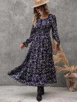 Rochie Lunga Mildred Bleumarin cu Model Alb - imagine 5