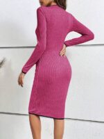 Rochie Midi Hansa Roz cu Dungi in Relief - imagine 2