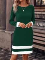Rochie Scurta Alvina Verde Cu Dungi Albe - imagine 3