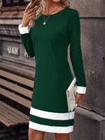 Rochie Scurta Alvina Verde Cu Dungi Albe - imagine 4