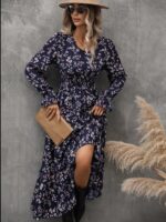Rochie Lunga Mildred Bleumarin cu Model Alb - imagine 4