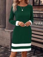 Rochie Scurta Alvina Verde Cu Dungi Albe - imagine 5