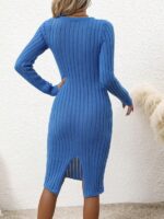 Rochie Midi Tricotata Asunita Albastra - imagine 2