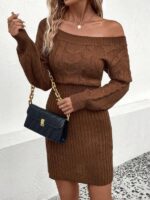 Rochie Midi Tricotata Dide Maro - imagine 5