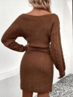 Rochie Midi Tricotata Dide Maro - imagine 2