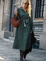 Rochie Midi Cindi Verde cu Buline Negre - imagine 5