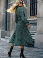 Rochie Midi Cindi Verde cu Buline Negre - imagine 2