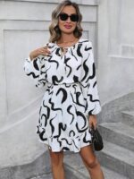 Rochie Lunga Elvan Corai Cu Imprimeu Negru - imagine 41