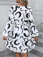 Rochie Lunga Elvan Corai Cu Imprimeu Negru - imagine 43