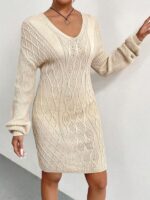 Rochie Scurta Tricotata Marvel Bej - imagine 4