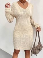 Rochie Scurta Tricotata Marvel Bej - imagine 3