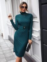 Rochie Midi Conrad Turcoaz cu Print Geometric