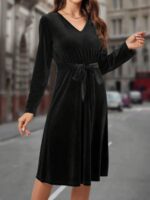 Rochie Midi Costina Neagra Cu Cordon - imagine 5