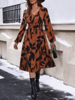 Rochie Midi Zikiya Maro Cu Imprimeu Negru - imagine 5
