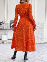 Rochie Lunga Elvan Corai Cu Imprimeu Negru - imagine 9