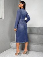 Rochie Midi Thema Din Denim Cu Nasturi - imagine 2