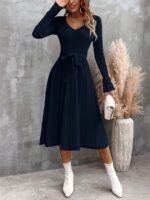 Rochie Midi Julieta Bleumarin Cu Cordon