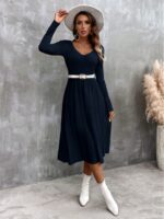 Rochie Midi Julieta Bleumarin Cu Cordon - imagine 3