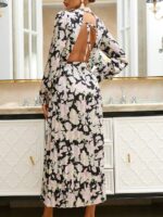 Rochie Lunga Elvan Corai Cu Imprimeu Negru - imagine 48