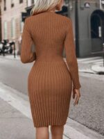 Rochie Scurta Tricotata Olesia Caramel - imagine 2