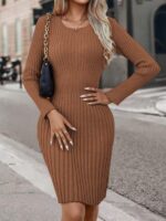 Rochie Scurta Tricotata Olesia Caramel - imagine 3