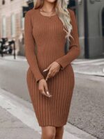 Rochie Scurta Tricotata Olesia Caramel - imagine 4