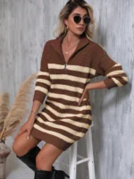 Rochie Lunga Elvan Corai Cu Imprimeu Negru - imagine 54