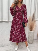 Rochie Lunga Florentina Grena Cu Imprimeu Multicolor - imagine 4