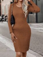 Rochie Scurta Tricotata Olesia Caramel - imagine 5
