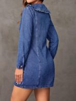 Rochie Scurta Eusebia Din Denim Cu Nasturi - imagine 2