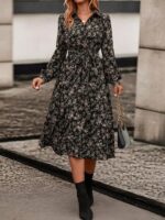 Rochie Lunga Calisa Neagra Inflorata