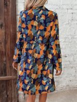 Rochie Scurta Pangora Cu Frunze Multicolore Si Nasturi - imagine 2
