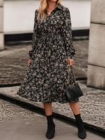 Rochie Lunga Calisa Neagra Inflorata - imagine 3