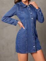 Rochie Scurta Eusebia Din Denim Cu Nasturi