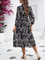 Rochie Midi Neagra Yana Cu Model Floral - imagine 2