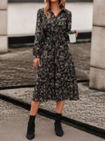 Rochie Lunga Calisa Neagra Inflorata - imagine 5