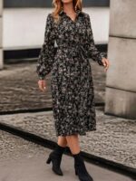 Rochie Lunga Calisa Neagra Inflorata - imagine 4