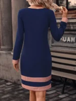 Rochie Scurta Alet Albastra Cu Dungi Roz - imagine 2