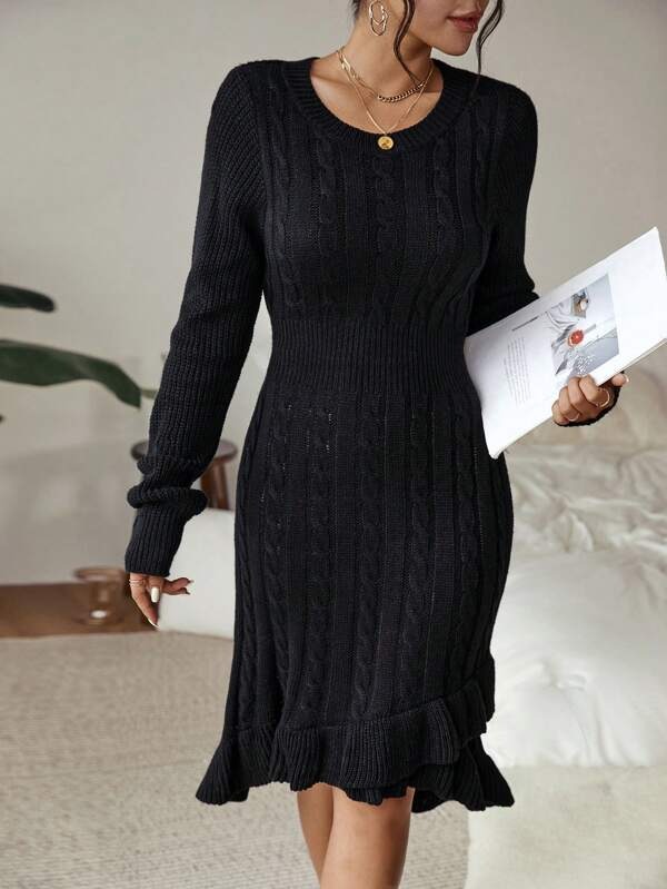 524 Rochie Midi Tricotata Lelia Neagra - imagine 1