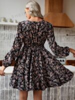 Rochie Lunga Elvan Corai Cu Imprimeu Negru - imagine 58