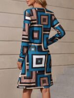 Rochie Scurta Dalida Albastra Cu Imprimeu Geometric Multicolor - imagine 2
