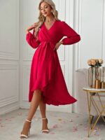 Rochie Midi Iustina Rosie Cu Cordon