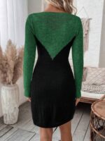 Rochie Tricotata Scurta Gamze Din 2 Culori : Negru Si Verde - imagine 2