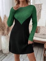 Rochie Tricotata Scurta Gamze Din 2 Culori : Negru Si Verde - imagine 3