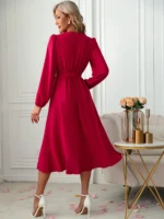 Rochie Midi Iustina Rosie Cu Cordon - imagine 2