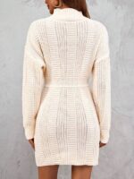 Rochie Scurta Tricotata Isolde Crem Cu Guler - imagine 2
